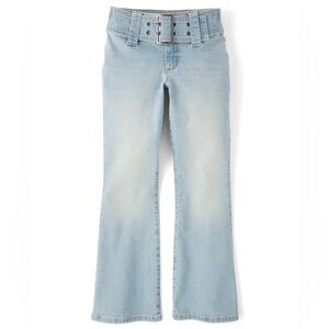 THE CHILDREN’S PLACE Tween Girls Wide Belt Bootcut Jeans - LIGHT WASH SIZE: 14